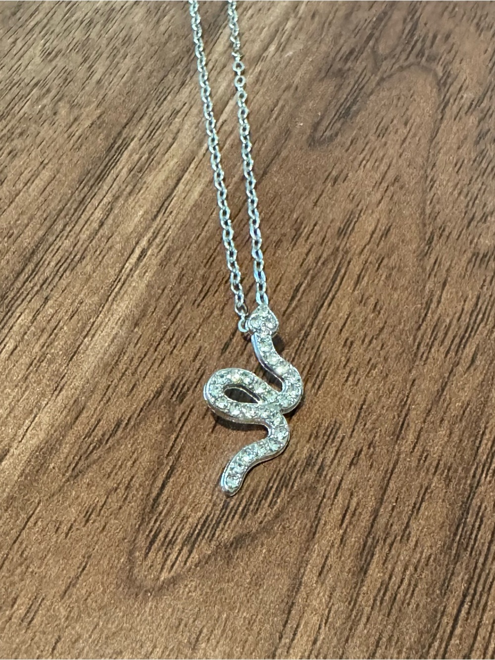 Crystal Snake Pendant Necklace in Silver - Women's Jewelry